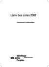 Liste systématique des cotes 2007
