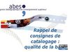 Consigne de catalogage