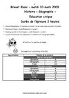Brevet Blanc Histoire-Géo 2009 : collège Immaculée-Conception Clisson