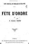 Fete Ordre 4 August 1889 Rite Misraim Published by Rui Gabirro