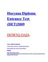 Haryana Diploma Entrance Test 2009