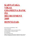 KARNATAKA VIKAS GRAMEENA BANK PO RECRUITMENT 2009