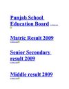 Punjab School Education Board Results 2009