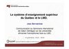 Le système d’enseignement supérieur du Québec et le LMD
