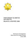 Etat des lieux de l'enseignement du breton pour adultes 2008-2009