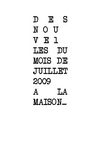 nouvelles du mois de juillet 2009