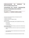 Taller I. Especialización en gerencia de Instituciones Educativas- Módulo Teorías Curriculares