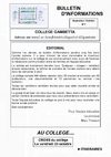 Bulletin d'information n°1 du Collège Gambetta