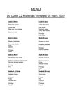 Menus de la cantinefévrier-mars 2010