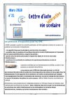 Lettre d'info vie scolaire n°21, mars 2010
