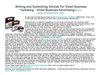Writing and Submitting Articles For Small Business Marketing 