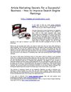 Article Marketing Secrets For a Successful Business 