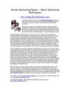 Article Marketing Basics - Basic Marketing Techniques