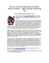 Tips on Internet Marketing For Better Online Visibility - SEO Internet Marketing Tips