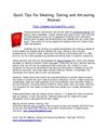 Quick Tips For Meeting, Dating and Attracting Women