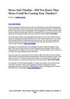 Stress And Tinnitus - Did You Know That Stress Could Be Causing Your Tinnitus