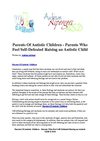 Parents Of Autistic Children - Parents Who Feel Self-Defeated Raising an Autistic Child