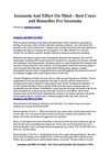 Insomnia And Effect On Mind - Best Cures and Remedies For Insomnia