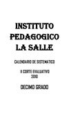 CALENDARIO DE SISTEMATICO IICEV DECIMO GRADO