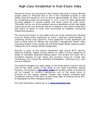 High Class Residential in Real Estate India