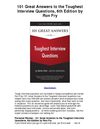 101 Great Answers to the Toughest Interview Questions 6th Edition by Ron Fry, Kindle Edition - 5 Star Review