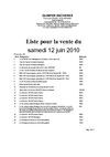 VENTE AUX ENCHERES DU SAMEDI 12 JUIN 2010