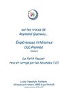sur les traces de Raymond Queneau... Expériences littéraires OuLiPiennes volume 1 : Le Petit Poucet revu et...