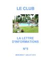 la lettre du Club - n°5 - 7 juillet 2010