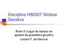 Aula sobre os fundamentos teóricos da sintaxe gerativa