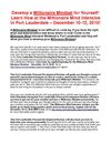  Millionaire Mind Intensive - Fort Lauderdale, FL Dec. 10-12, 2010