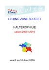 LISTING PAR CATEGORIES ZONE SUD-EST SEPT 2010