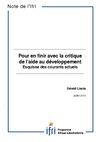 Pour en finir avec la critique de l'aide au développement