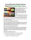Everything You Need to Know About Home Made Solar Power