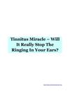 Tinnitus Miracle – Will It Really Stop The Ringing In Your Ears?