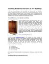 Installing Residential Elevators in New Buildings