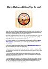 March Madness Betting Tips for you!