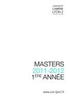 Université Lumière Lyon 2 - Catalogue Masters 1 2011-2012