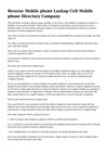Reverse Mobile phone Lookup Cell Telephone Directory Services