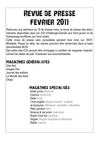Revue de presse Février 2011