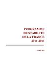 Le programme de stabilité de la France 2011-2014