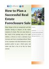 How to Plan a Successful Real Estate Foreclosure Sale