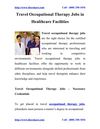 Travel Occupational Therapy Jobs in Healthcare Facilities