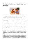 Tips For A Healthy Love Life In Your Love Marriage