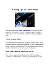 Winning Tips for Online Poker