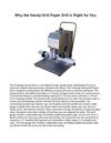 Why the Handy-Drill Paper Drill is Right for You