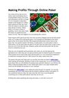 Making Profits Through Online Poker 