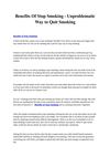 Benefits Of Stop Smoking - Unproblematic Way to Quit Smoking