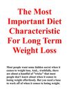 The Most Important Diet Characteristic For Long Term Weight Loss