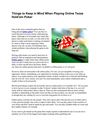 Things to Keep in Mind When Playing Online Texas Hold’em Poker