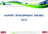 RAPPORT DEVELOPPEMENT DURABLE APESA 2010